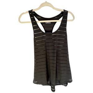 ZYIA Active Black Sheer Stripe Havana Racer Back Lightweight Tank Top Size XL